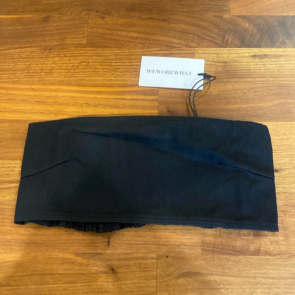 WeWoreWhat Black Bandeau Top Rouched Small NWT